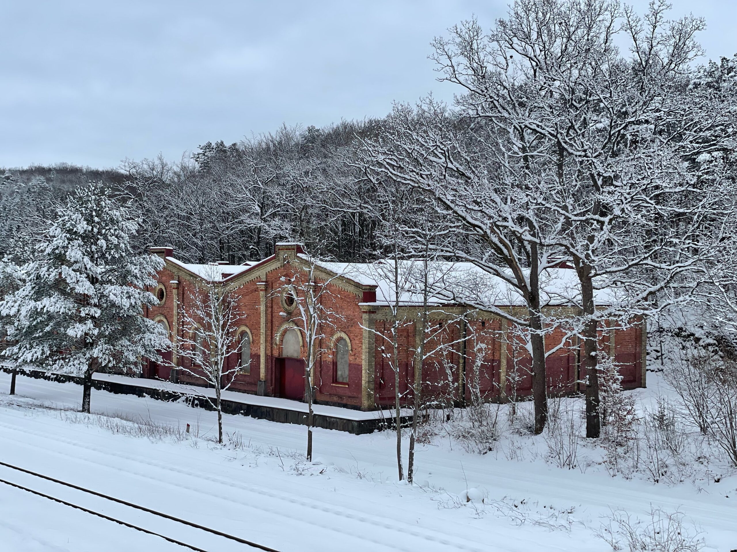 Tegelfasad i snöskrud